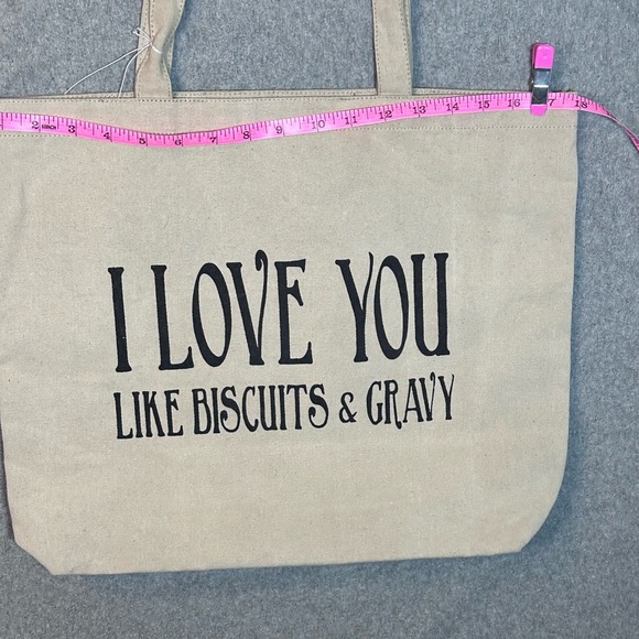 Canvas bag with “I Love You Like Biscuits & Gravy” Southern Saying - Picture 5 of 8